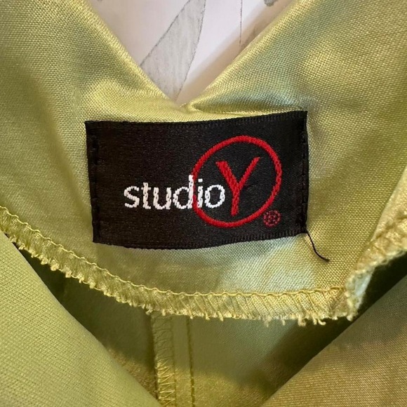 Vintage Studio Y Green V-Neck Sequin Cocktail Midi Dress Size 11 - Picture 4 of 8